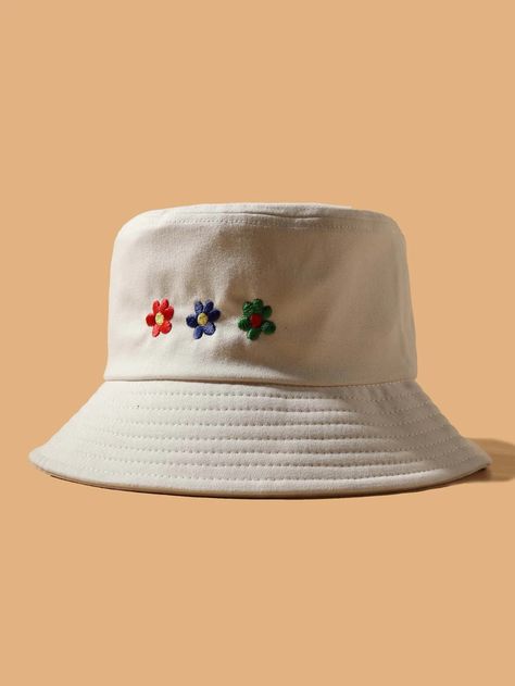 Flower Embroidery Bucket Hat | SHEIN USA Types Of Caps For Women, Galentines 2023, Bucket Hat Ideas, Cute Bucket Hats, Feminine Accessories, Flower Bucket Hat, Bone Bordado, Swag Hats, Trendy Caps