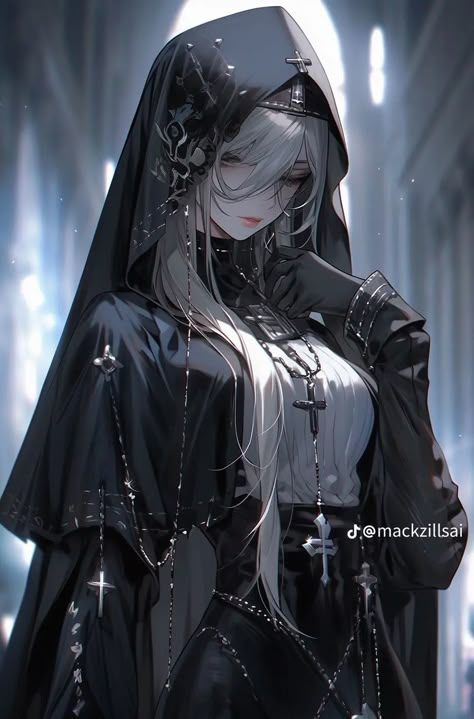 Anime Nun, Vtuber Model, Android Wallpaper Art, Art Outfit, 다크 판타지, D&d Dungeons And Dragons, Soul Art, Anime Angel, Fantasy Inspiration