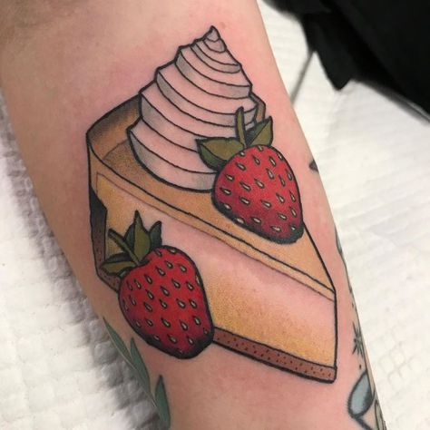 Cheesecake Tattoo, Dessert Tattoo, Cake Tattoo, Salvation Tattoo, Strawberry Tattoo, Tattoos Gallery, Friend Tattoos, Strawberry Cheesecake, Deathly Hallows Tattoo