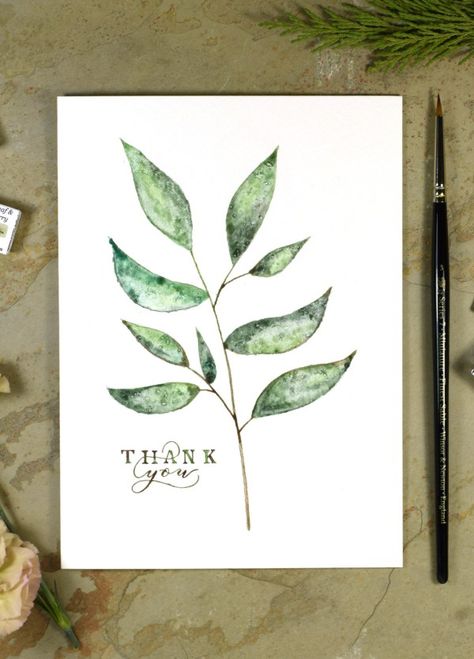 Watercolor Thank You Cards Diy, Thank You Cards Diy, Painting Cards, High Funny, Watercolor Holiday Cards, Painted Things, Artsy Ideas, Calligraphy Cards, Hand Painted Card