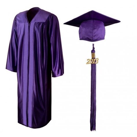 Shiny Purple Cap, Gown Tassel ($13) ❤ liked on Polyvore featuring accessories, hats, purple graduation cap, graduation cap, caps hats, graduation hat and tassel hat Purple Graduation Gown, Graduation Toga, Academic Regalia, Purple Graduation, Graduation Cap And Gown, Graduation Gown, Graduation Hat, Cap And Gown, Graduation Cap