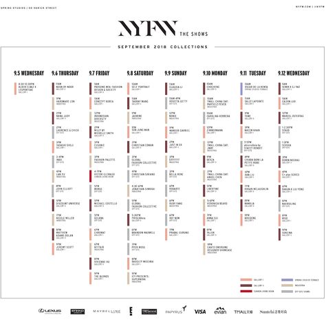 Stylish New York Fashion Week Spring 2019 Schedule | Stylelista Confessions Fashion Week Nyc, Dubai Fashion Week, Fashion Week Schedule, Mirror Palais, Week Schedule, Queen Of Hearts Costume, Nyc Fashion Week, Kobi Halperin, Stylish Winter Outfits