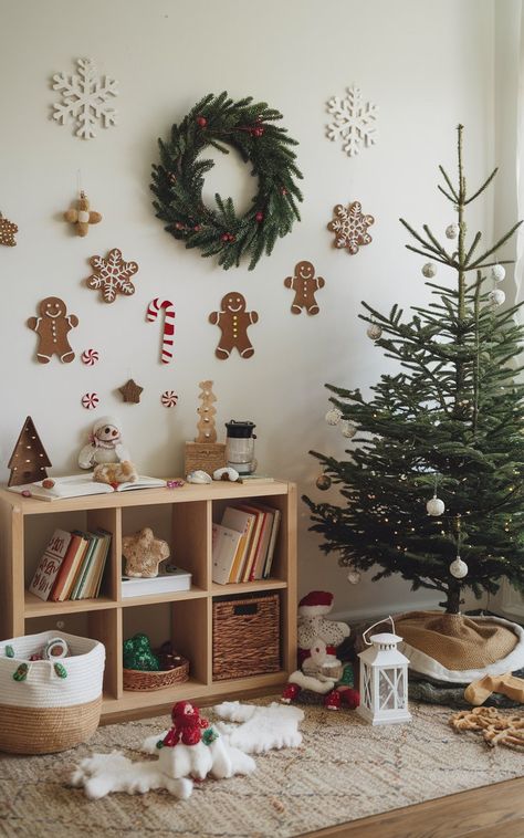 Toddler Friendly Christmas Decor, Christmas Playroom Decor, Toddler Christmas Decor, Christmas Decor Ideas For Living Room, Kids Room Christmas Decor, Diy Christmas Wall Decor, Christmas Decor For Kids, Diy Christmas Room Decor, Christmas Playroom