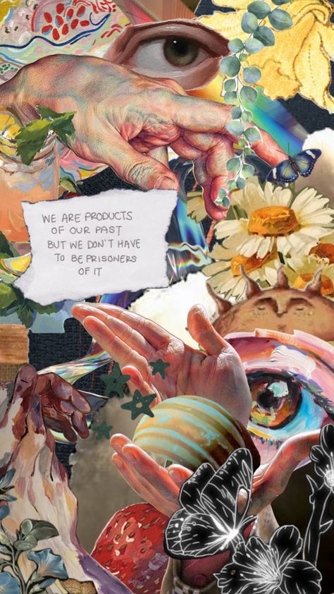 #colorfulescapw #abstract #artistic #eye #hands #colorful #peaceful #positive Quote Collage, Trippy Designs, Rennaissance Art, Collage Art Projects, Graphic Poster Art, Architecture Concept Drawings, Abstract Art Wallpaper, Easy Doodle Art, Hippie Wallpaper