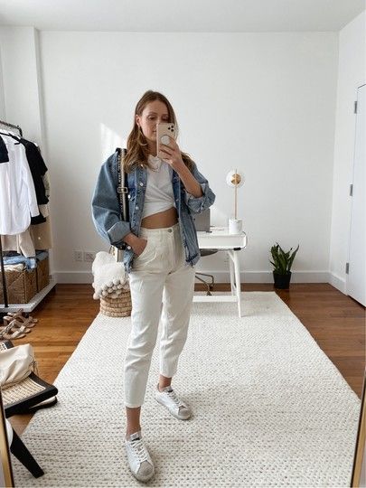 White Mom Jeans Outfit, White Mom Jeans, 80s Mom, Inspo Fits, Shein Clothing, Daily Ootd, Keds Style, Color Jeans, White Jeans Outfit