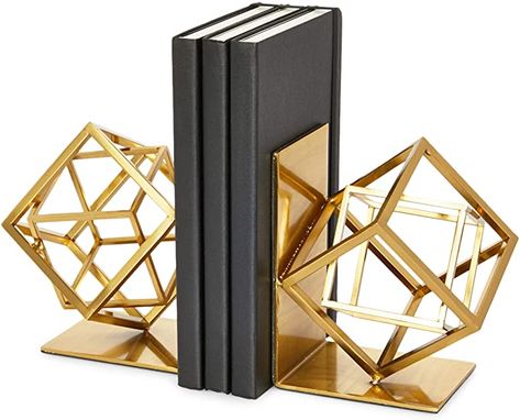 Gold Bookends, Gold Cube, Modern Bookends, Decorative Bookends, Gold Book, Book Ends, Book Holders, Book Organization, Book Decor