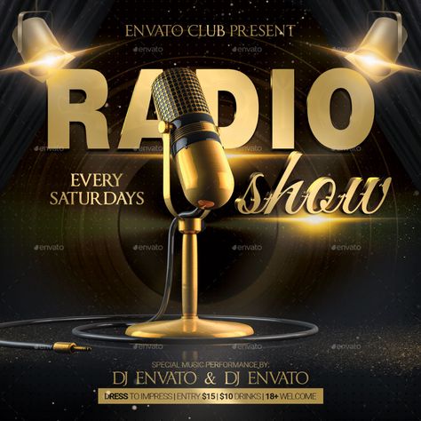 Radio Show Flyer Preview - GraphicRiver Radio Poster Design, Show Flyer, Front Page Design, Learning Graphic Design, Flyer Poster, Radio Show, Poster Layout, Club Parties, Creative Posters