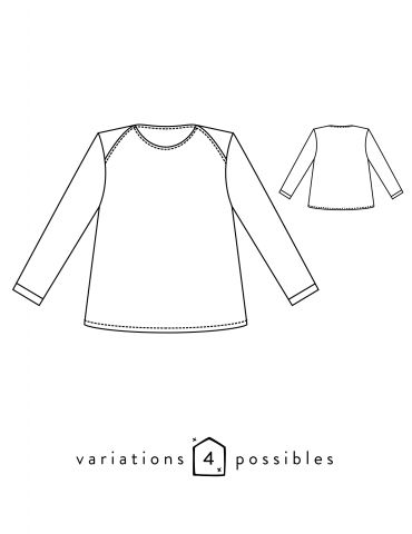 Dessins techniques du t-shirt James, vu de face et de dos Style Parisienne, Parisienne Chic, Bell Sleeves, Bell Sleeve Top, Sleeve Top, Tee Shirts, Couture, Sewing, Women's Top