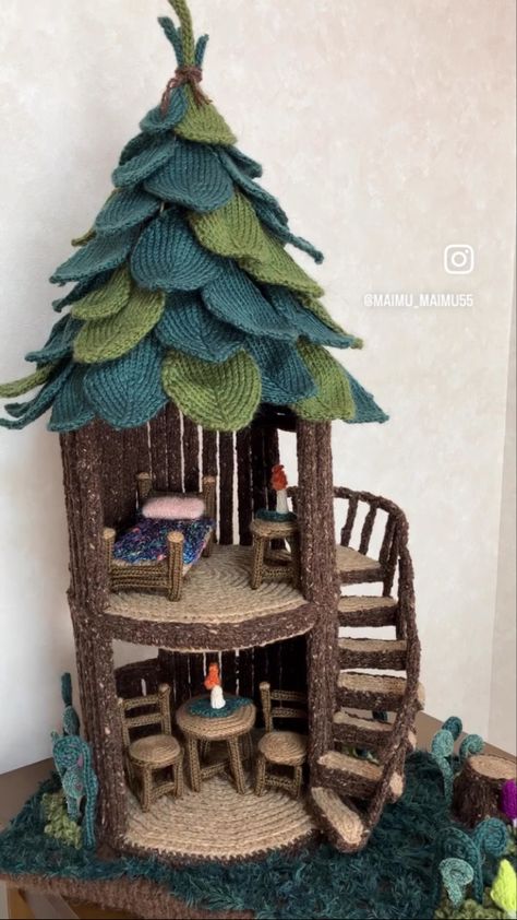 Crochet Dolls House, Crochet Fairy Garden, Crochet Building, Doll House Crochet, Crochet Castle, Crochet Fairy House, Crochet Doll House, Crochet Dollhouse, Crochet Furniture