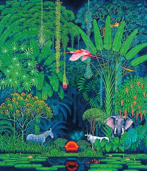 Jungle Scene, Jungle Illustration, Animals And Plants, Jungle Art, Pichwai Paintings, Vedic Art, Shiva Shakti, Art Tropical, Shiva Art