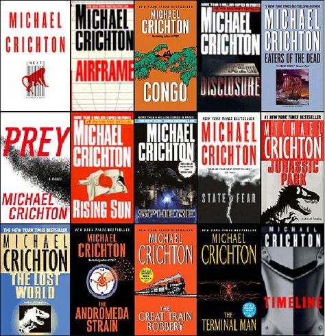 Michael Crichton Books Michael Crichton Books, Books Everyone Should Read, Michael Crichton, Scary Stuff, Paper Things, Reading Rainbow, Book Nooks, Favorite Authors, I Love Books