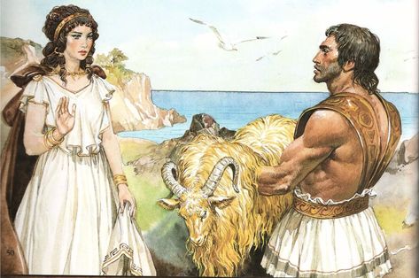 Golden Ram (Golden Fleece, Khrysomallos, Chrysomallos, Chrysomallus) Jason And The Argonauts, Legendary Monsters, Golden Fleece, Old King, Powerful Love Spells, Dark Love, Roman Mythology, Mythology Art, Greek Style