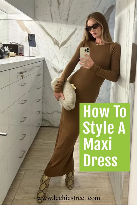 How To Style A Maxi Dress. Maxi dress outfit are great for maxi dress outfit summer or maxi dress outfit fall. It is a great dress that has a great chic dress aesthetic. The dress aesthetic can be worn in all types of weather. Check out maxi dresses outfit that are for maxi dress casual outfit or even dressed up. #maxidressoutfit #maxidresscasualoutfit #dresses #dressaesthetic #maxidressesoutfit Knitted Maxi Dress Outfit, Sweater Maxi Dress Outfit, Fall Maxi Dress With Boots, Maxi Knit Dress Outfit, Brown Maxi Dress Outfit, Maxi Bodycon Dress Outfit, Maxi Sweater Dress Outfit, Maxi Dress Winter Outfit, Long Sleeve Maxi Dress Outfit