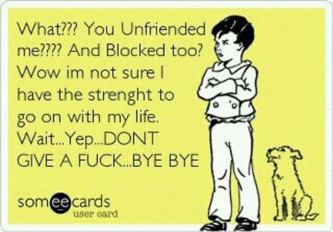 You unfriended my hubs? No big loss. Hahaha Blocked On Facebook, Truth Hurts, E Card, Ecards Funny, Someecards, Fact Quotes, Quotes Funny, True Stories, Favorite Quotes