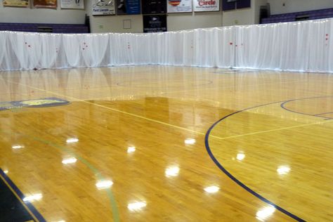 High School Dance Gym Draping School Dance Backdrop Ideas, Gymnasium Prom Decor, Homecoming Gym Decorations, High School Winter Ball Decorations, Gym Decorating Ideas School Dance, Decorate School Gym For Dance, Homecoming Dance Ideas, Valentine Social, Under The Stars Decorations