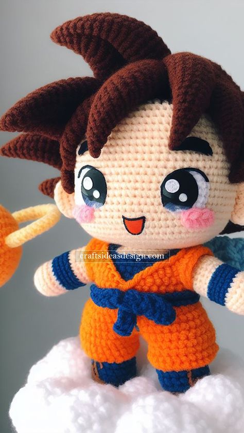 Cute Goku Amigurumi Goku Crochet Pattern Free, Anime Amigurumi, Amigurumi Anime, Dragon Doll, Crochet Disney, Pola Amigurumi, Crochet Animals Free Patterns, Crochet Amigurumi Free, Fun Crochet Projects