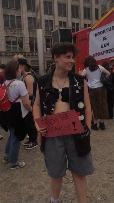 Punk Protest, Transmasc Outfits, Punk Meaning, Trans Outfit, Eat The Rich, The Patriarchy, Smash The Patriarchy, Clothing Inspiration, Social Justice