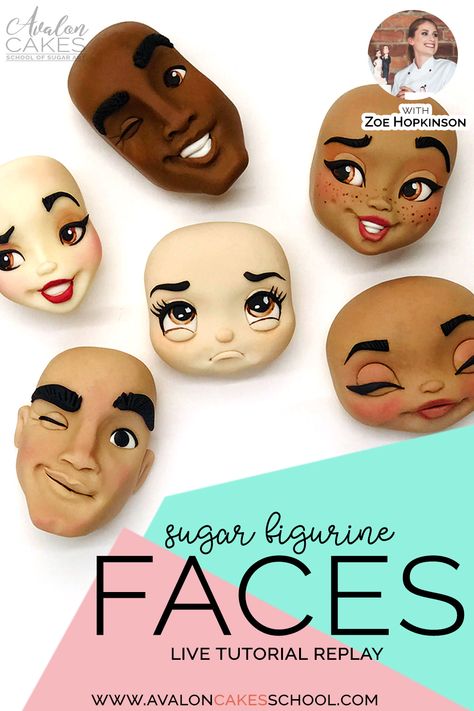 Fondant People Tutorial, Marzipan Modelling, Fondant Face Tutorial, Sunflower Tutorial, Buttercream Flowers Cupcakes, Fondant People, Face Sculpting, Fondant Flower Tutorial, Fondant Figures Tutorial