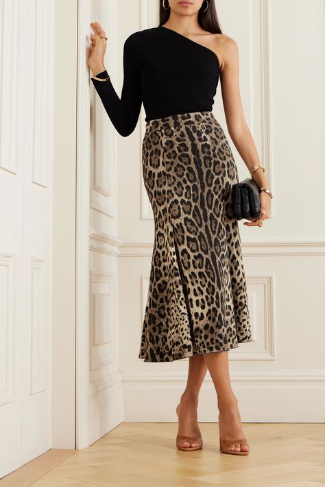 Printed Skirt Outfit, Midi Skirt Outfit, Animal Print Outfits, Multicolor Skirt, Calf Length Skirts, Lace Midi Skirt, Leopard Print Skirt, Leopard Skirt, Animal Print Skirt