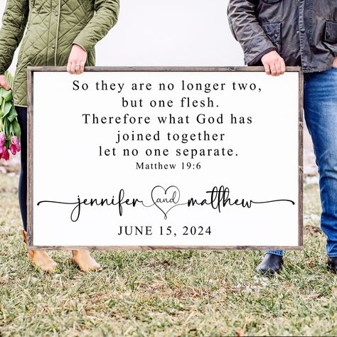 PLEASE READ Current processing times are 4 to 9 business days, this does not include delivery. During the busiest months of September - December, processing times may be closer to 7 to 9. Please keep this in mind and plan ahead for seasonal/time sensitive orders. **IF YOU WOULD LIKE TO UPGRADE TO 2 TO 3 BUSINESS DAY PROCESSING, FOLLOW THE LINK BELOW AND ADD IT TO YOUR ORDER (Rush ordering will not be available during the months of November and December) https://www.etsy.com/listing/1428827468 Ad Christian Ideas For Wedding, Rustic Christian Wedding, Christian Wedding Traditions Ideas, Wedding Bible Verse Signs, Christian Themed Wedding, Christian Wedding Signs, Christian Wedding Traditions, Unique Christian Wedding Ideas, Godly Wedding Ideas