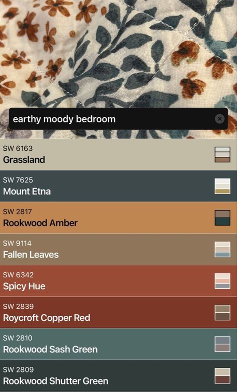 Boho Country Color Palette, Green Terracotta Color Palettes Bedroom, Eclectic Bedroom Color Palette, Rust Complementary Colors, Bohemian Green Color Palette, Earthy Jewel Tone Color Palette, Old Fashioned Color Palette, Cozy Cabin Color Palette, Historic Home Color Palette