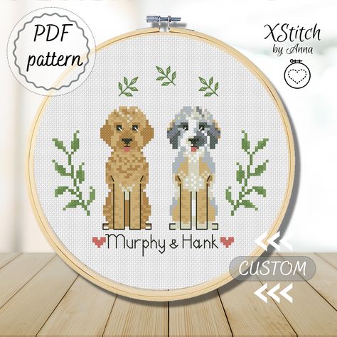 Custom pet commission portrait cross stitch pattern personalized pet ornament dog lover gift cat mom gift Cousin Birthday Gifts, Pet Pattern, Dog Cross Stitch, Portrait Cross Stitch, Cross Stitch Family, Primitive Patterns, Baby Cross Stitch Patterns, Commission Portrait, Wedding Cross Stitch