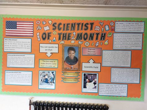 Primary Science. Scientist of the month. Mae Jemison. Elementary science. Science display. BAME. Astronaut. Scientist Of The Month, Month Template, Science Display, Primary Science, Science Classroom, Primary School, Display Ideas, School Stuff, African American