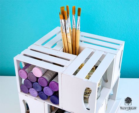 Mini Crate Rotating Craft Storage – walnuthollowcrafts Diy Dollar Tree Crate Ideas, New Dollar Tree Diy, Dollar Tree Crates Ideas, Dollar Tree Crate Ideas, Mini Crate Ideas Diy, Mini Crate Ideas, Mini Wood Crate Ideas, Wood Crates Diy, Dollar Tree Crate Crafts