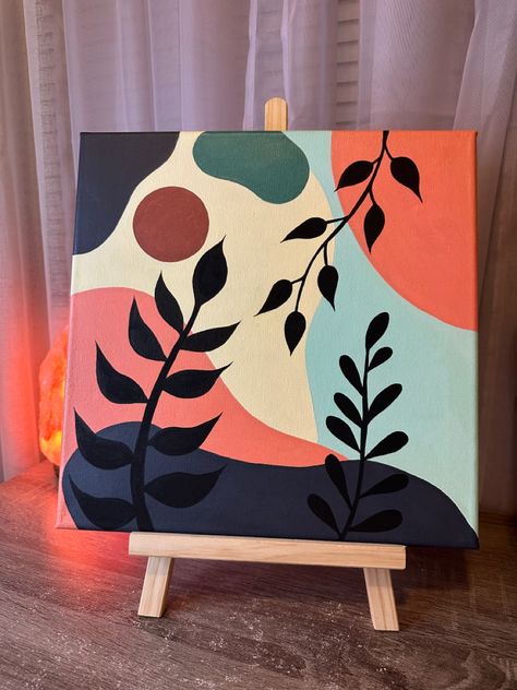 modern art, art, artist, paint, painter, canvas, plant Canvas Art Painting Ideas, Cute Canvas Art, Boho Art Painting, Boyfriend Painting, Art Painting Ideas, Seni Pastel, Canvas Aesthetic, Boho Painting, Art Painting Tools