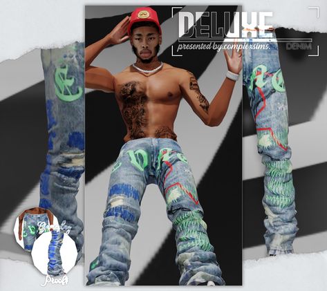 EVAE - STACKED DENIM PANTS Stacked Denim, Sims 4 Men Clothing, Sims 4 Male Clothes, Sims 4 Piercings, Sims 4 Traits, Sims 4 Cas Mods, Sims 4 Cc Kids Clothing, Play Sims 4, The Sims 4 Pc