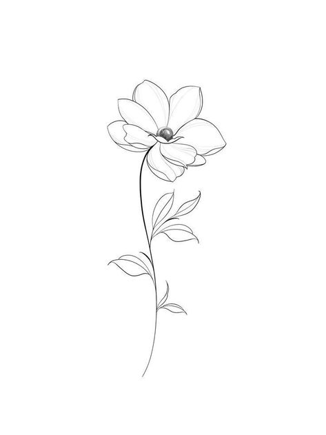 Simple Cosmos Tattoo, Flax Flower Tattoo, Fine Line Cosmos Flower Tattoo, Minimalist Flower Tattoo Line Drawings, 3rl Tattoo Design, Jasmine Flower Drawing Art, Jasmine Flower Drawing Tattoo, Jasmine Flower Sketch, Cosmos Tattoo Flower