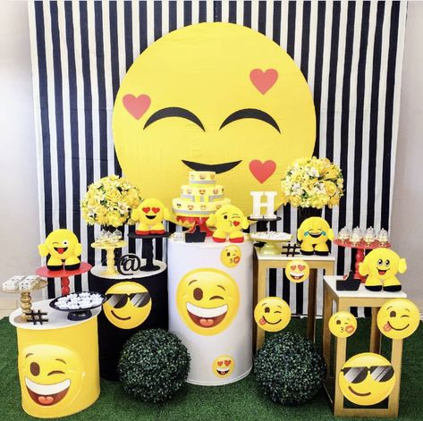 Emoji Decorations, Emoji Birthday Party, Backyard Birthday Parties, Backyard Birthday, Baby Event, Emoji Party, Emoji Birthday, Instagram Party, 6th Birthday Parties