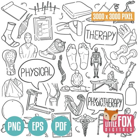 Physical Therapy Doodles, Physical Therapy Drawing, Physical Therapy Clipart, Physical Therapy Tattoo Ideas, Physiotherapy Drawing, Physical Therapy Art, Healthy Massage, Homemade Garden Decorations, Sports Physical Therapy