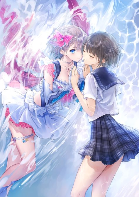 Blue Reflection, Bee Artwork, Reflection Art, Leg Injury, Anime Sisters, Blue Ray, School Life, Game Artwork, Magical Girl