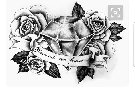 Diamond And Rose Tattoo, Diamond Tattoo Designs, Rose Tattoo Meaning, Diamond Tattoo, Band Tattoos, Hourglass Tattoo, Diamonds Are Forever, Ribbon Tattoos, Diamond Tattoos