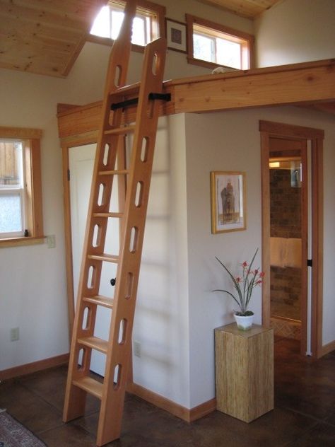 Loft Ladder Ideas, Casa Hobbit, Loft Inspiration, Tiny House Stairs, Attic Loft, Loft Stairs, Loft Ladder, House Loft, Attic Stairs