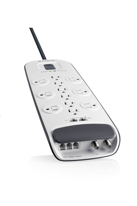 Amazon.com: Belkin 12-Outlet Advanced Power Strip Surge Protector with 8-Foot Power Cord and Ethernet / Cable / Satellite / Telephone / Coaxial Protection, 4000 Joules (BV112234-08): Home Audio & Theater Cool Office Gadgets, Telephone Cables, Extension Board, Power Trip, Id Design, Cable Box, Surge Protector, Computer Desktop, Home Theater System