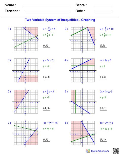 Systems of Equations Worksheets Algebra 2 Worksheets Linear Inequalities Notes, Inequalities Worksheet, System Of Equations, Equations Worksheets, Teaching Inequalities Algebra 1, Algebra 2 Worksheets, Inequality Word Problems, Pre Algebra Worksheets, Linear Systems Of Equations