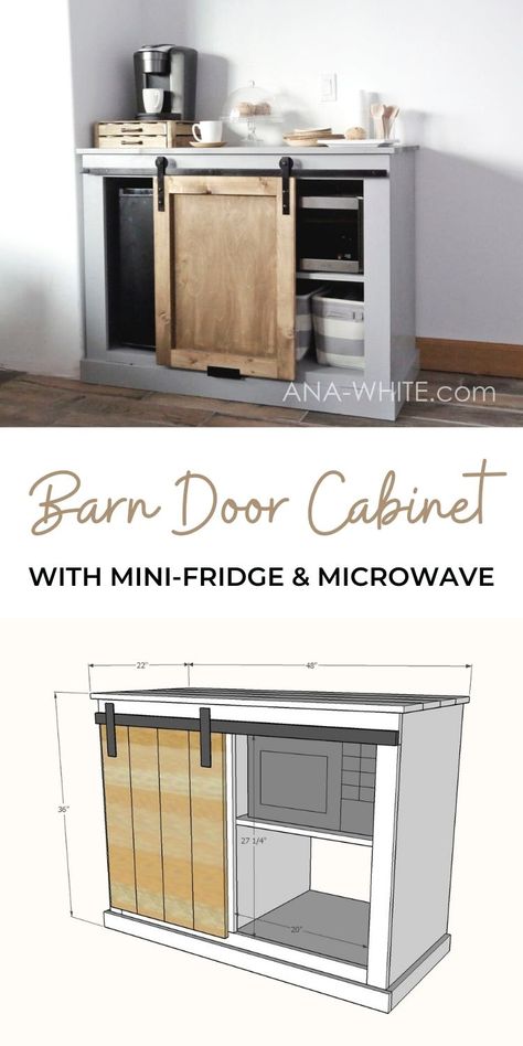 Farmhouse Microwave Stand Ideas, Micro Fridge Cabinet, Mini Fridge Under Desk, Mini Fridge On Counter, Small Fridge Cabinet, Outdoor Fridge Cabinet Diy, Diy Microwave Cabinet, Diy Microwave Stand, Diy Mini Fridge Cabinet