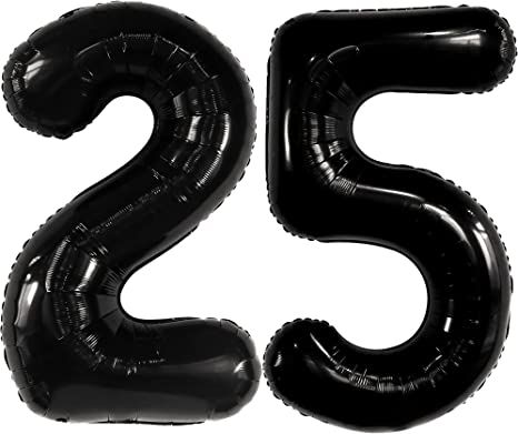 Black 25 Balloon Numbers - 40 Inch | 25th Birthday Decorations for Men | 25 Birthday Balloons for 25th Birthday Men | Black 25 Balloons, 25th Birthday Decorations For Women, 25th Anniversary 25 Birthday Balloons, 25th Birthday Balloons, 25 Balloons Number, 25th Birthday Decorations, Birthday Balloons Black, Black Birthday Decorations, Brat Birthday, 25 Balloons, 25 Birthday Decorations