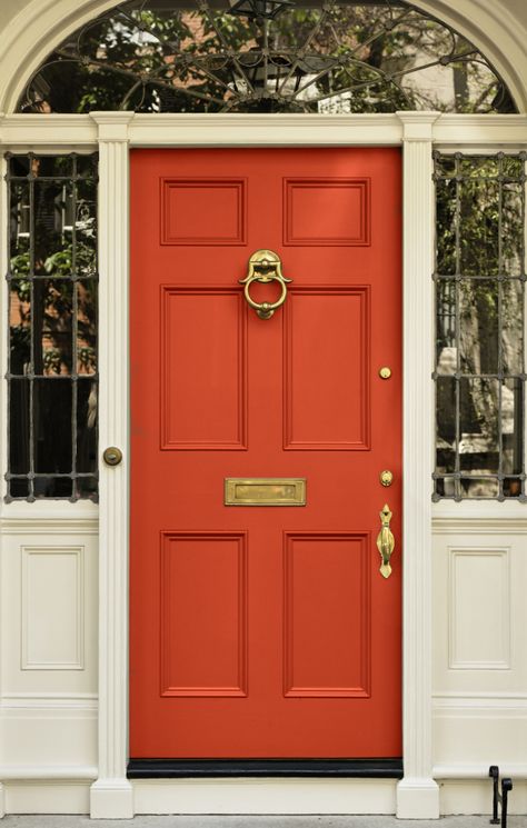 10 Best Front Door Colours for your House...extremely helpful since I am in the market for repainting my front door....check out her blog as well...just spectacular with helpful tips for paint colors in your house. Orange Front Doors, Best Front Door Colors, Best Front Doors, Orange Door, Door Paint Colors, Painted Front Doors, Front Door Colors, Green Door, Door Color