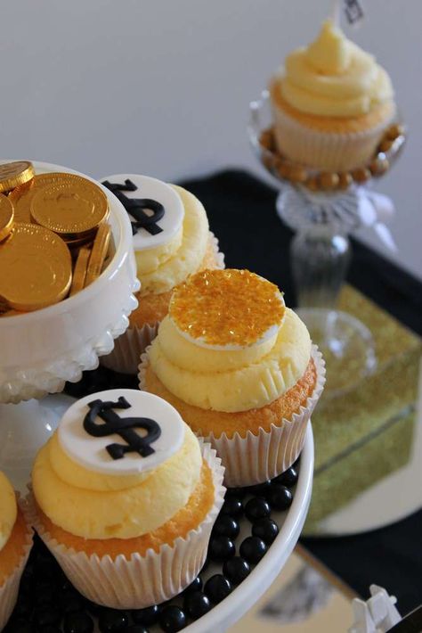 Money Birthday Party Ideas | Photo 8 of 20 | Catch My Party Ducktales Party, Money Birthday, Monopoly Party, Money Money Money, Gold Cupcakes, Creative Cupcakes, Cute Cupcakes, Gold Coin, Cup Cakes