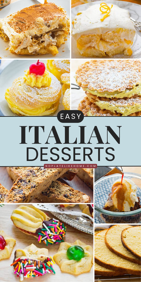 These Easy Italian Dessert Recipes are what you need for your dessert table ideas! These recipes are easy to make sweet treats from scratch perfect for any occasion. Save this pin! Easy Italian Deserts, Italian Dessert Ideas, Easy Italian Desserts For A Crowd, International Recipes Dessert, Dessert For Italian Dinner, Italian Inspired Desserts, Desserts That Go With Italian Food, Easy Italian Recipes Dessert, Italian Desserts For A Crowd