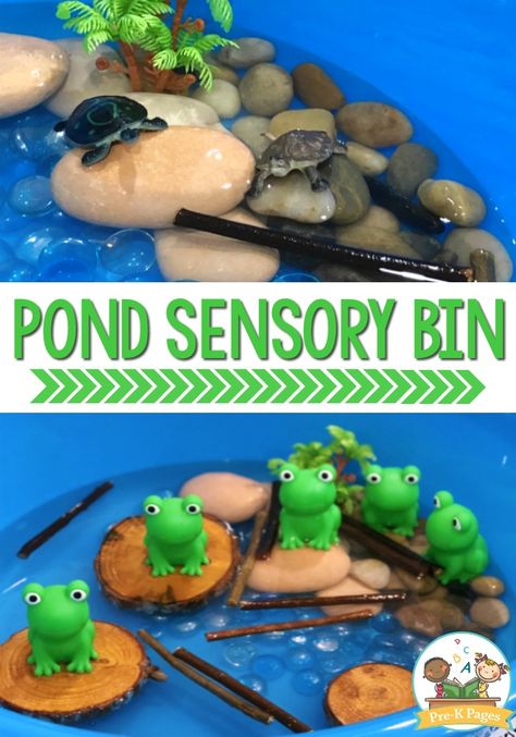 Frog Sensory Bin, Pond Sensory Bin, Pond Sensory, Snow Sensory, Pre K Classroom, Activity Sensory, Toddler Sensory Bins, Sensory Tubs, Maluchy Montessori