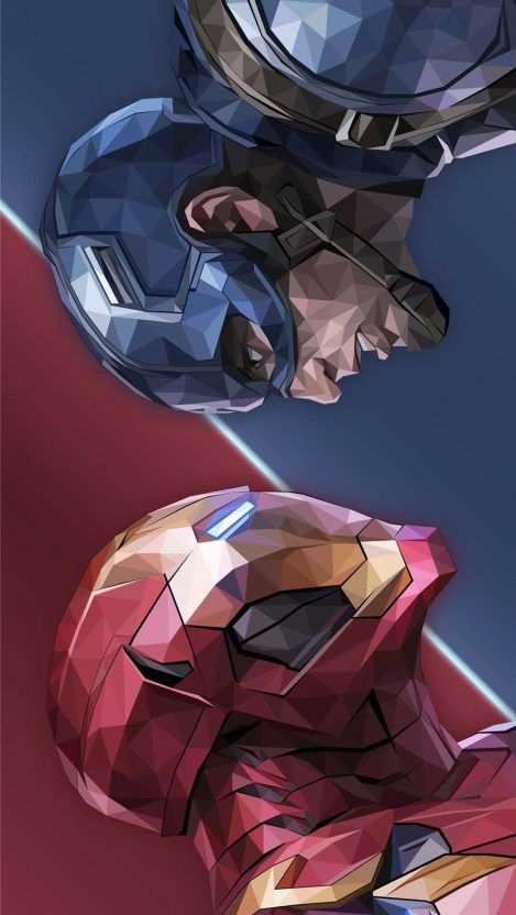 Iron Man vs Cap iPhone Wallpaper Kapten Marvel, Poster Marvel, Iron Man Wallpaper, Iron Man Art, Poly Art, Iron Man Avengers, Marvel Drawings, Marvel Artwork, Avengers Wallpaper