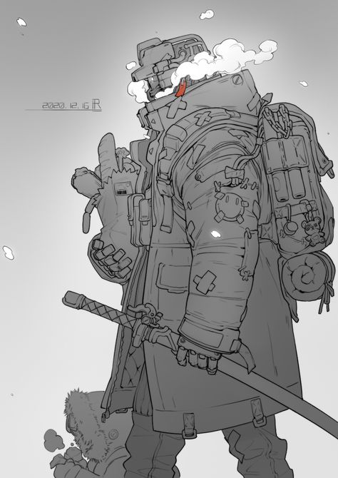 ArtStation - winter, Peirong Huang Peirong Huang, Winter Character Design, Winter Character, Samurai Artwork, Olivia Black, Post Apocalypse, Robots Concept, Science Fiction Fantasy, Sci Fi Fantasy