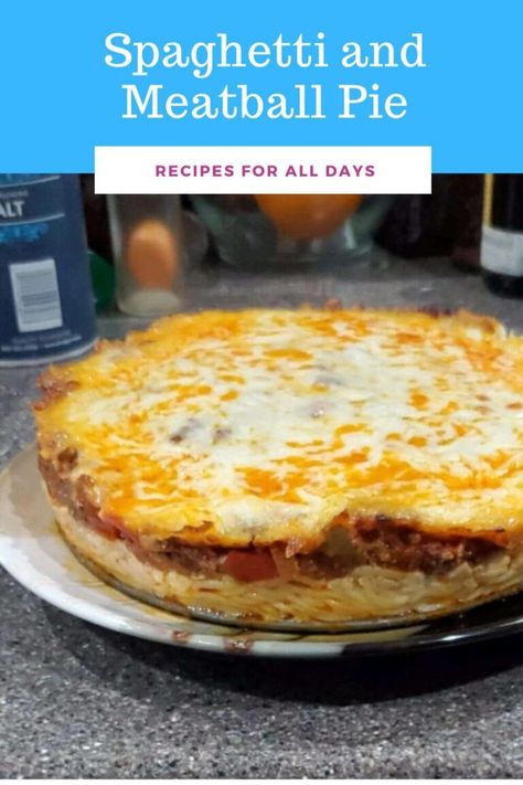 Spaghetti Pie With Meatballs, Spaghetti And Meatball Pie, Meatball Pie, Spaghetti Pie Recipes, Leftover Spaghetti, Cheese Stuffed Meatballs, Spaghetti Pie, Meatball Bake, One Dish Dinners