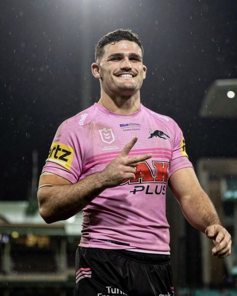 Panthers Nrl, Nathan Cleary, Rugby Boys, Penrith Panthers, Rugby Men, Rugby League, Bridesmaid Hair, Rugby, Football