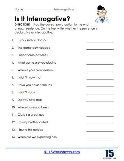 Punctuate and Identify Worksheet - 15 Worksheets.com Declarative Sentences, Holiday Science, Kindergarten Social Studies, Types Of Sentences, Punctuation Marks, Sentence Structure, Punctuation, Piano Lessons, Kids Education