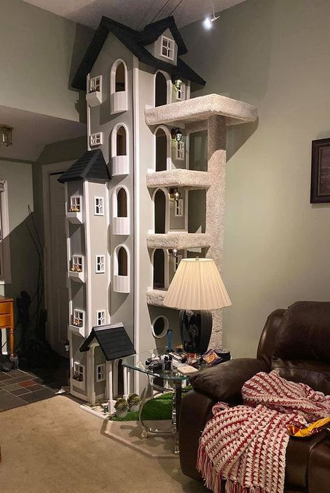 Cat Structures, Katt Diy, Katt Grejer, Cat Castle, Cat Tree House, Diy Cat Tree, Cat Houses, Drawing Room Decor, Cat House Diy